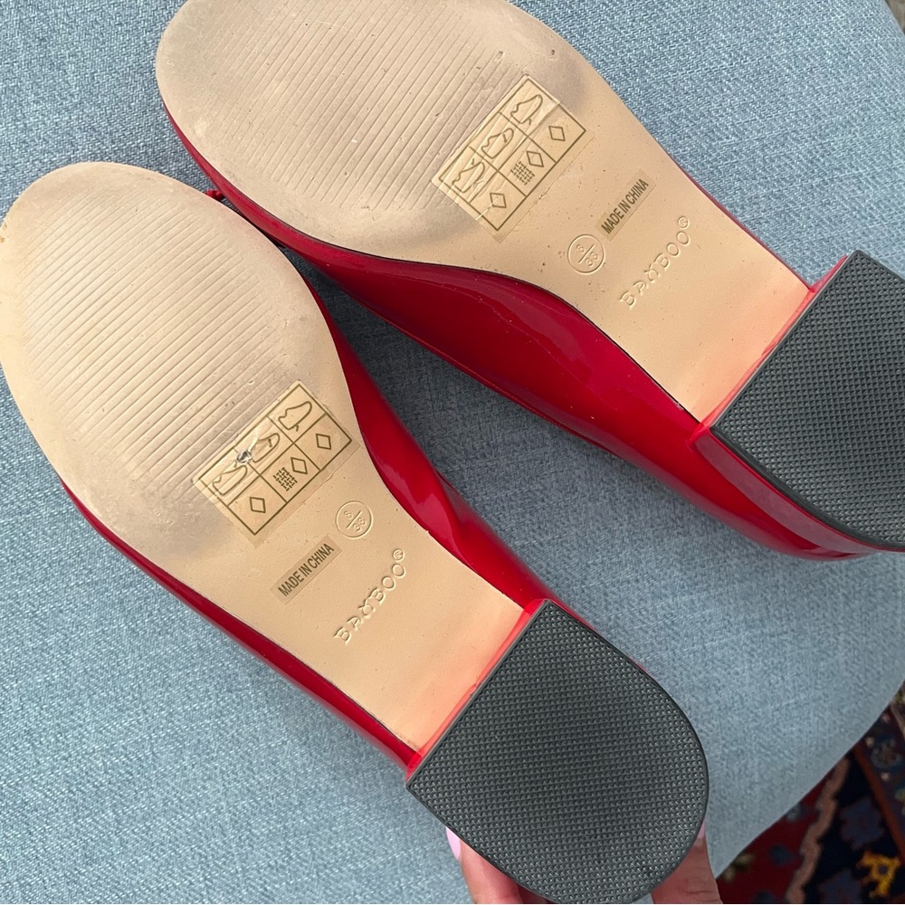 Red heeled ballet flat Mary Jane slipper - Picture 5 of 7